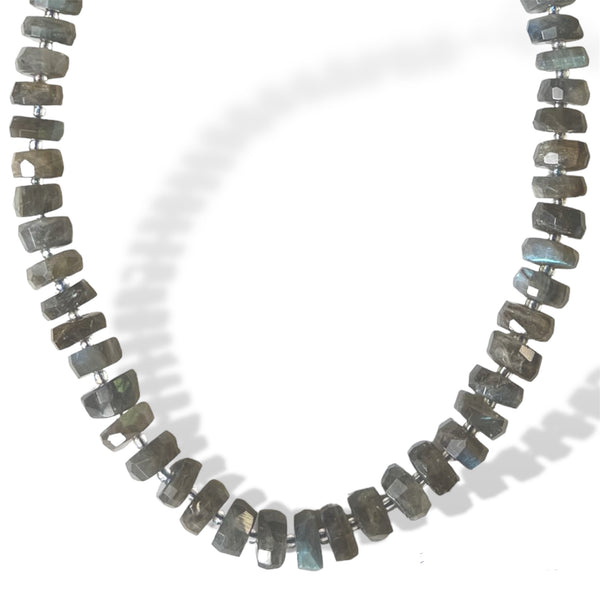 Faceted Barrel Labradorite Necklace