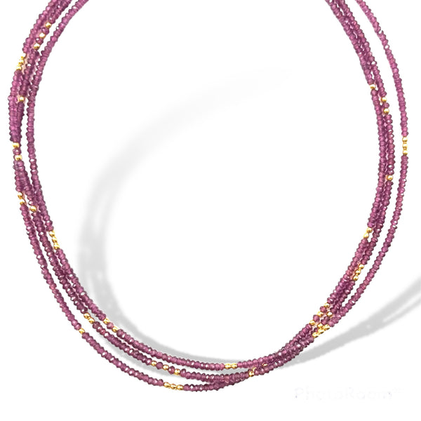 Rhodolite Garnet Triple Necklace
