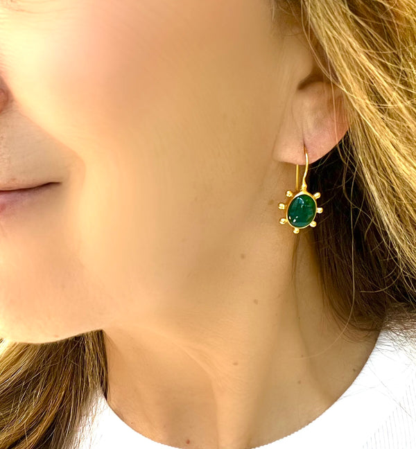 Green Onyx Pinwheel Earring