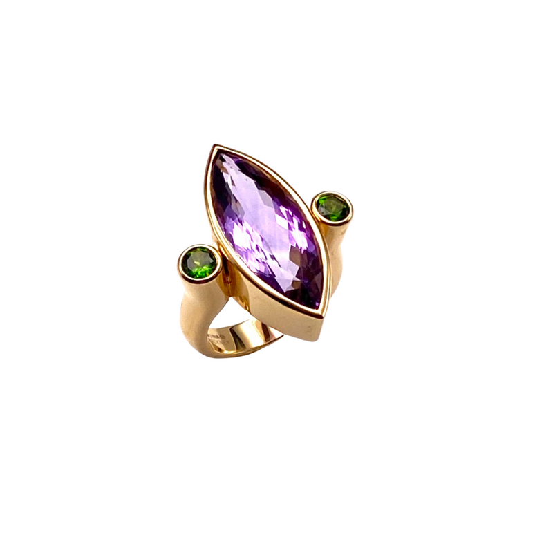 Amethyst and Chrome Diopside Ring
