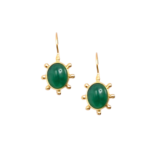 Pinwheel Earring, Green Onyx