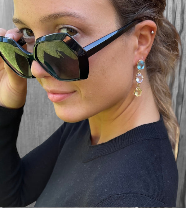 Ombre Blue Topaz Triple Earring
