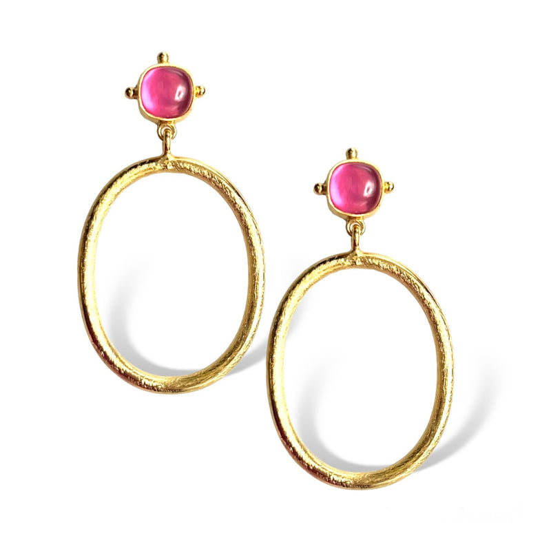 Pippa Pink Hoop Earring, 6 Gemstone options