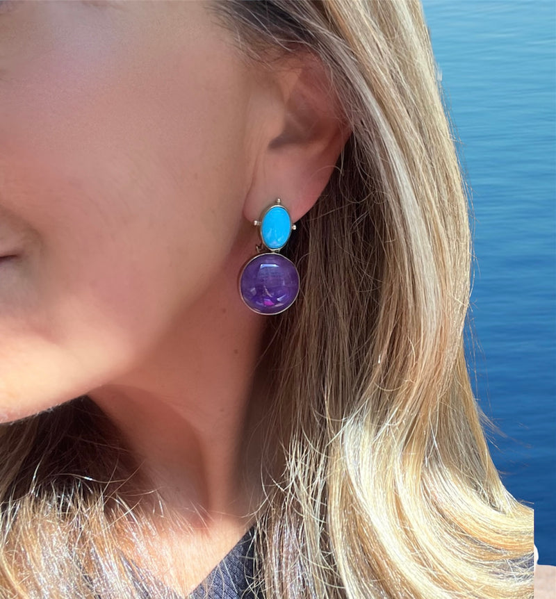 Sleeping Beauty Turquoise Amethyst Earring