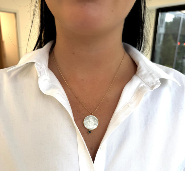 Carved Pearl Guardian Angel Necklace