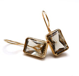 Dark Citrine Emerald Cut Earwire