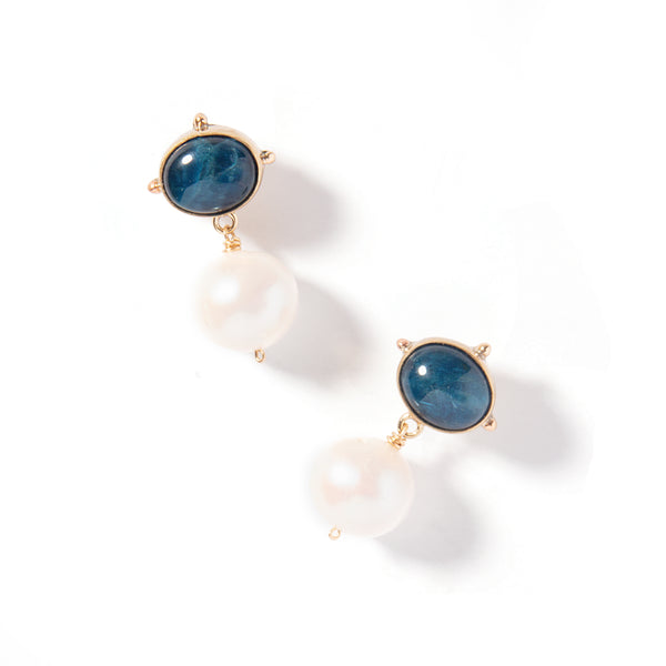 Apatite Pearl Drop Earring