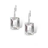 Emerald Cut Sterling Silver Earrings