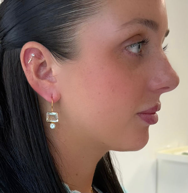 Green Amethyst Blue Topaz Midi Ear