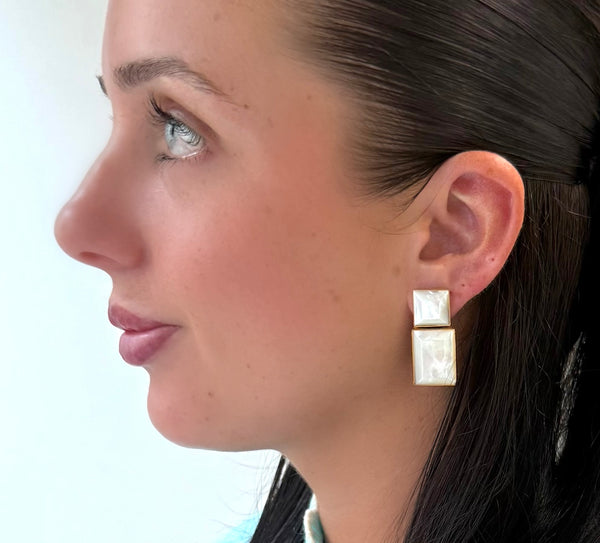 Pearl Block Earring
