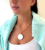 Mother of Pearl Disc Necklace