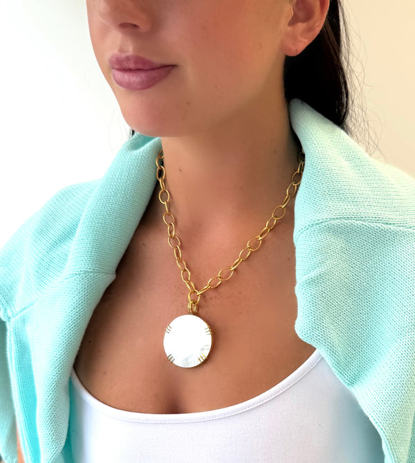 Mother of Pearl Disc Necklace