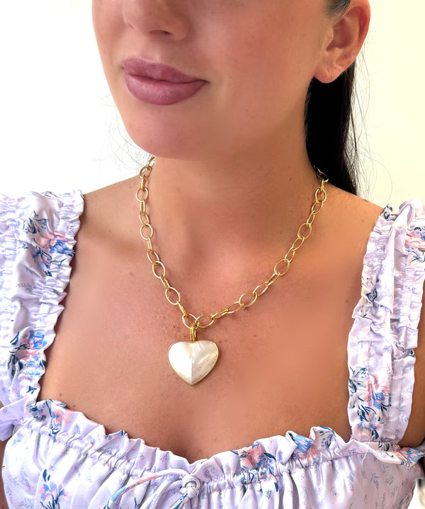 Mother of Pearl Heart Necklace
