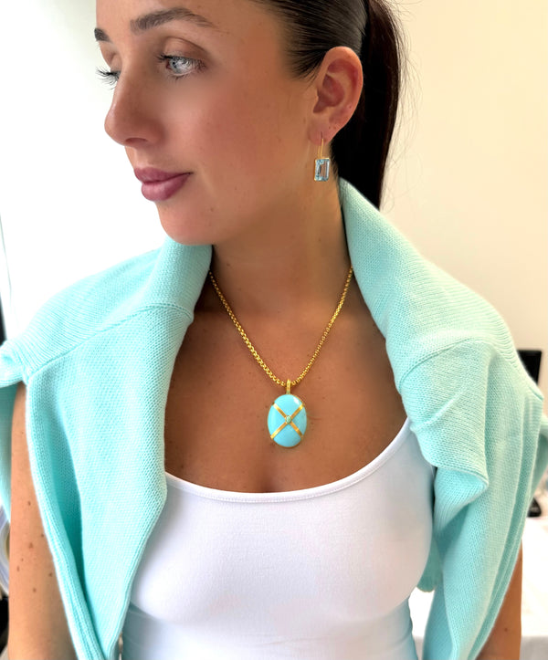 Howlite Turquoise Criss Cross Necklace