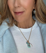 Gem and Wishbone Charm Necklace