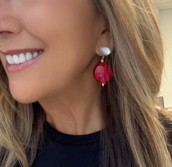 Pearl + Venetian Glass Drop Earring