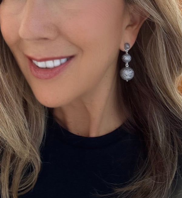 Pave Topaz Ball Drop Ear