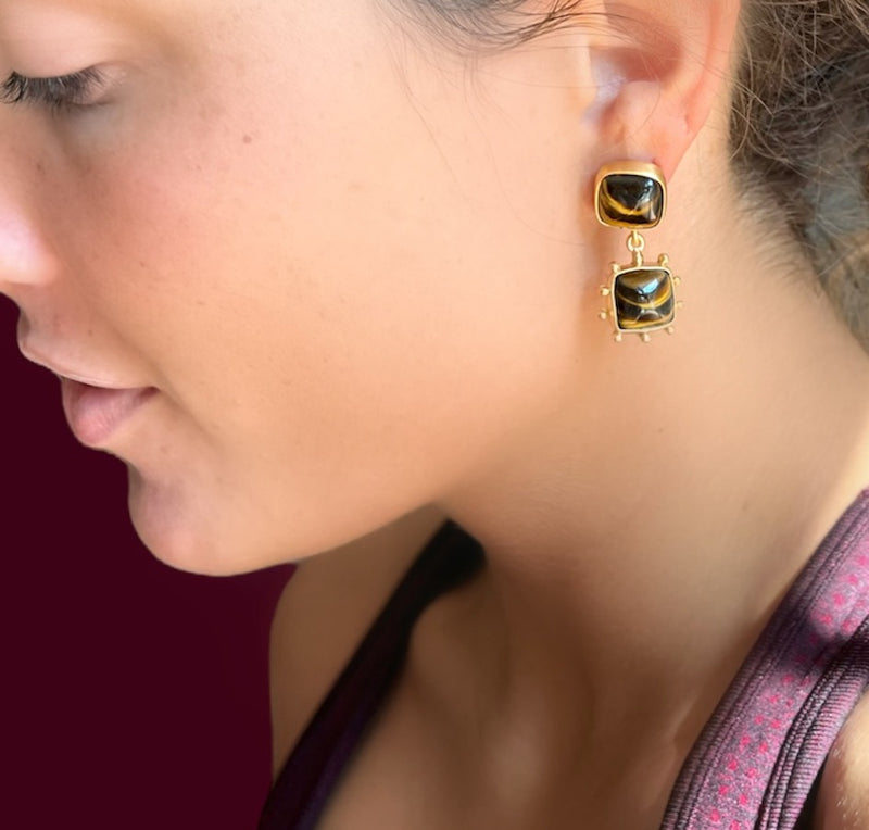 Tiger Eye Double Earring