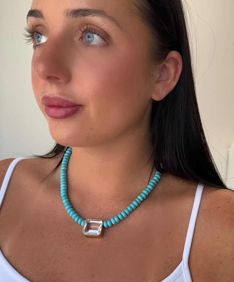 Howlite  + Emerald Cut Necklace