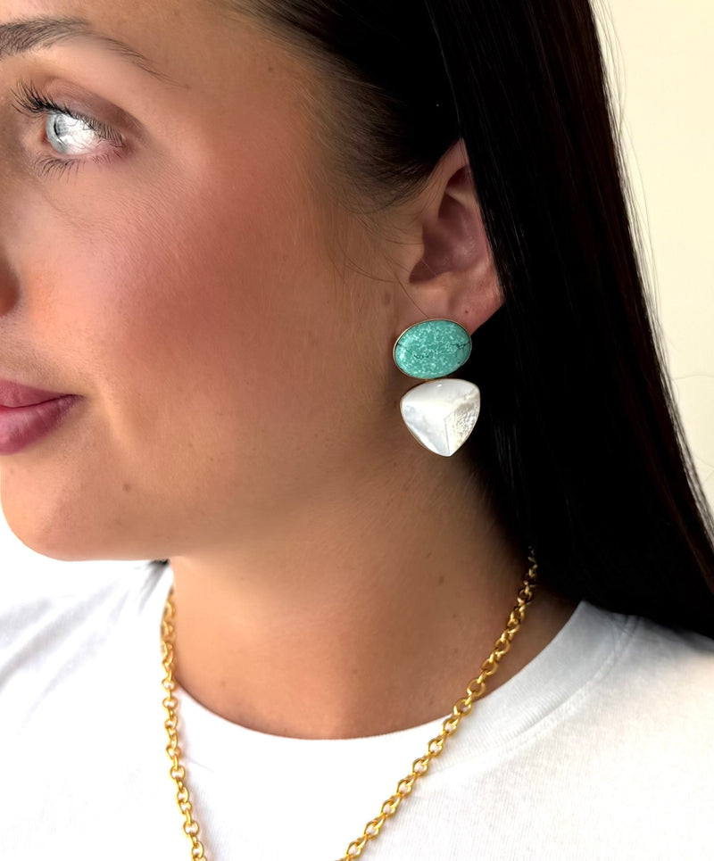 Turquoise Pyramid Earring