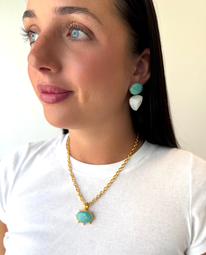 Turquoise Pyramid Earring