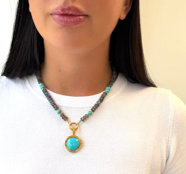 Turquoise Labradorite Hashtag Necklace