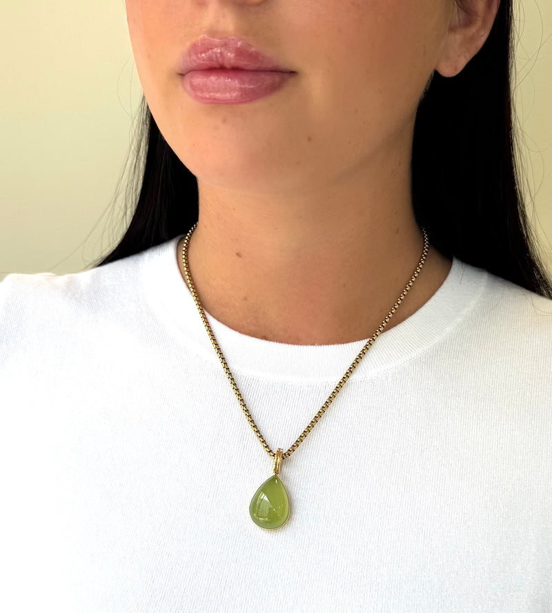 Prehnite Cabochon Necklace