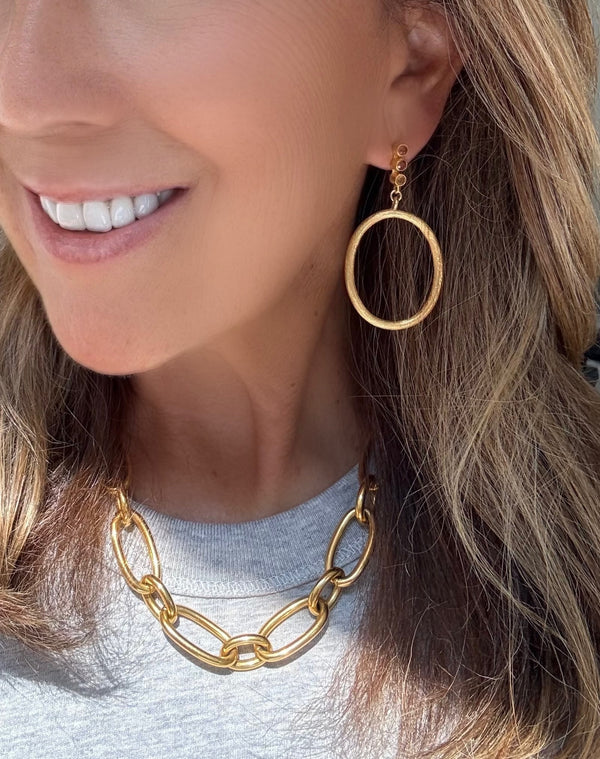 Hessonite Garnet Hoop Earring