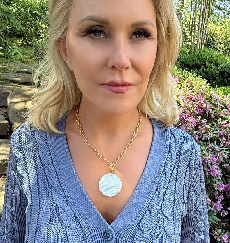 Mother of Pearl Disc Necklace
