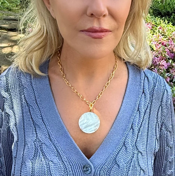 Mother of Pearl Disc Necklace