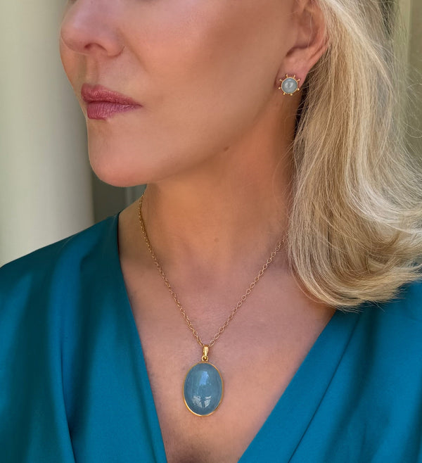 Aquamarine Cabochon Necklace