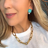 Amazonite and Blue Topaz Clip Earrings