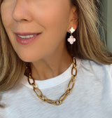Peony Pink Pearl Earring