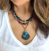 Carved Buddha Labradorite Necklace, and options