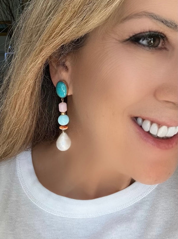 Turquoise Opal Linear Earring