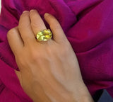Faceted Maxi Cocktail Ring, Lemon Citrine