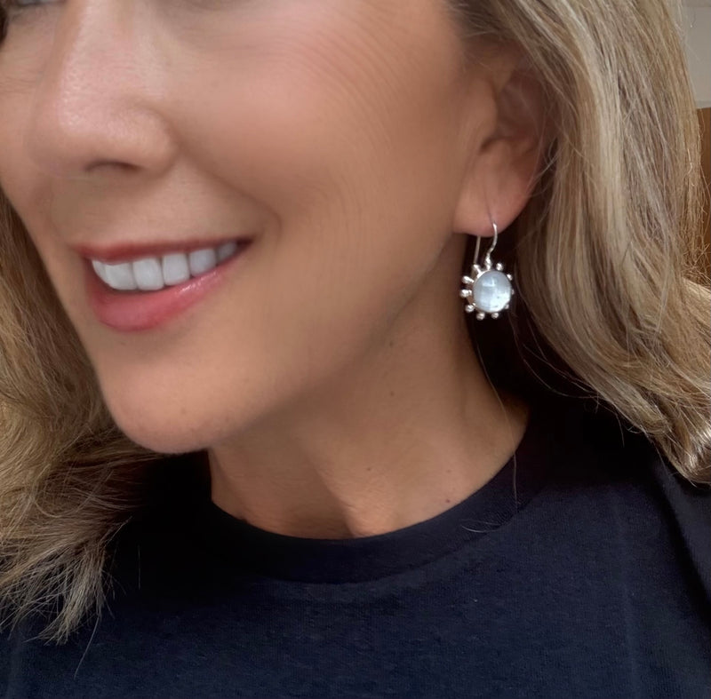 Sterling Silver Pinwheel Pearl Earring