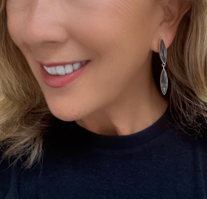 Sterling Silver Marquis Hematite Earring