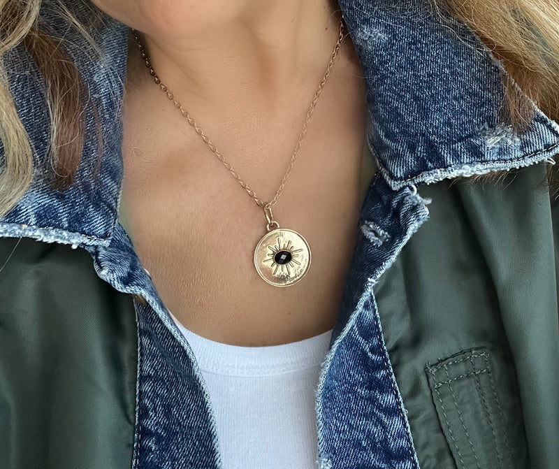 Starburst Coin Charm Necklace