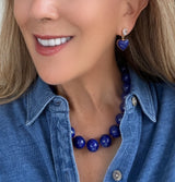 Heart Lapis and Blue Topaz Midi Earring