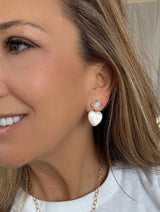 Moonstone Pearl Heart Earrings