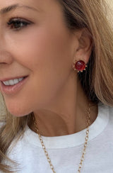 Carnelian Pinwheel Button Earring