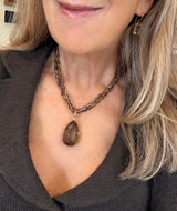 Whiskey Quartz Drop Necklace