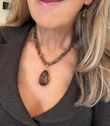 Whiskey Quartz Drop Necklace