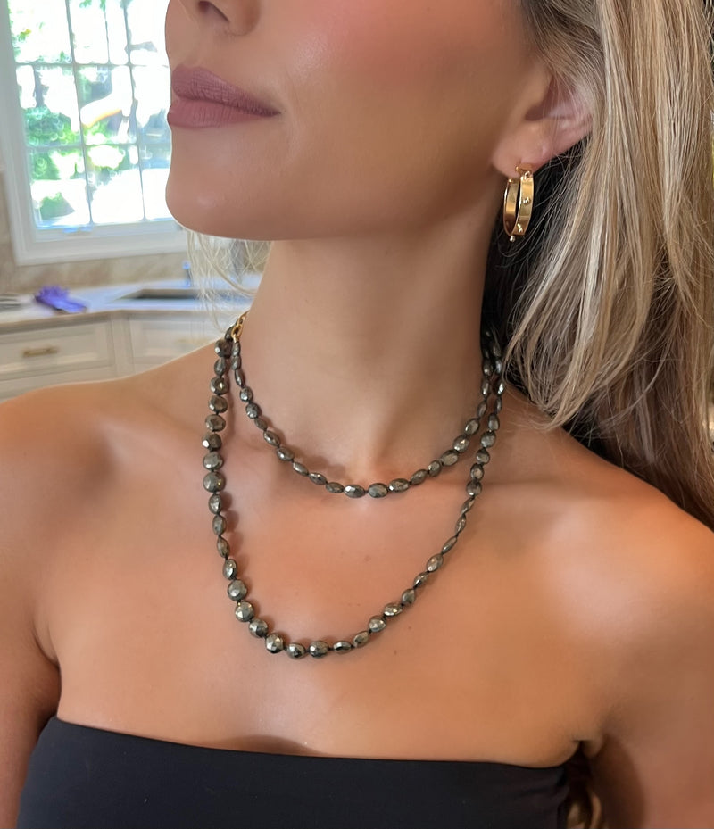 Faceted Pyrite Necklace 36”