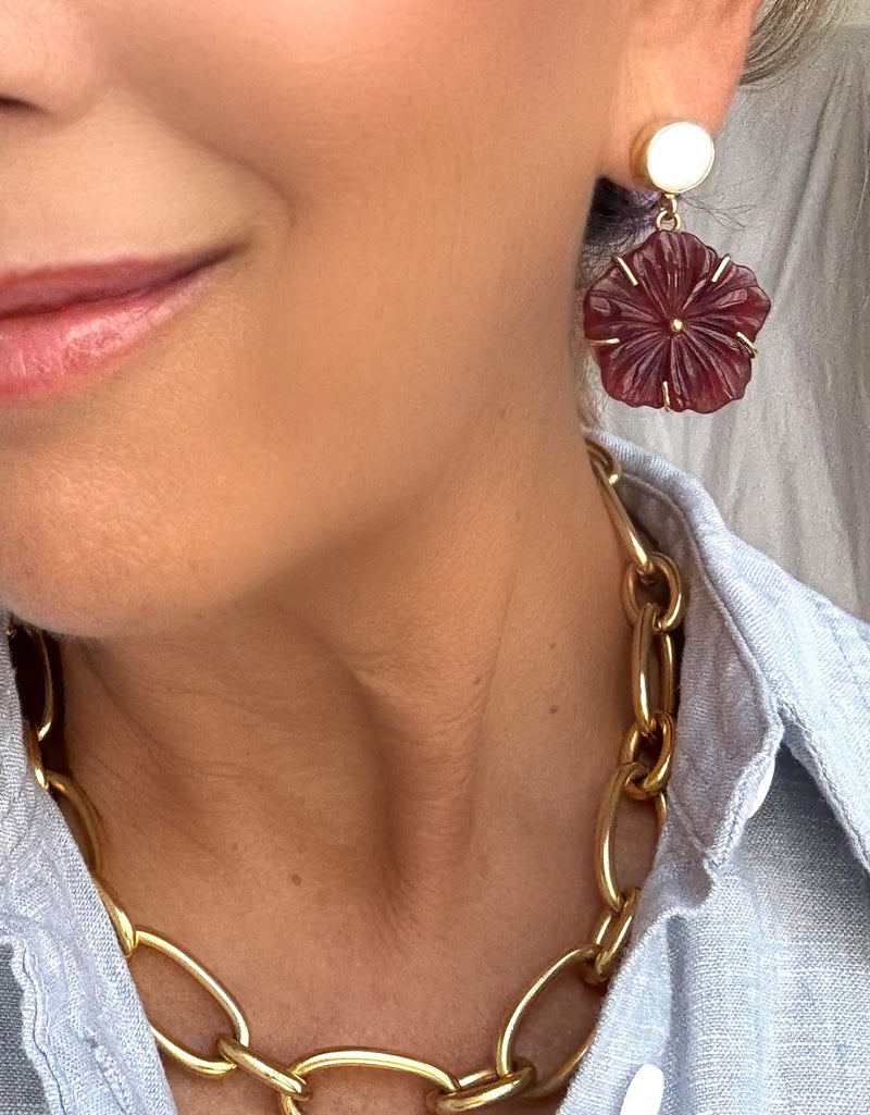 Carved Floral Earring