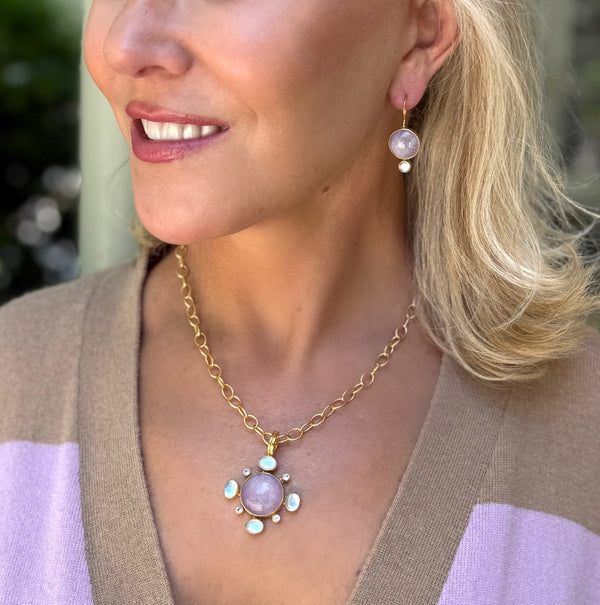 Kunzite and Pearl Midi Earring