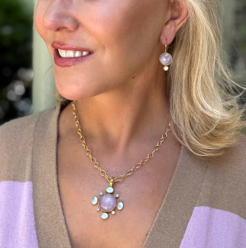 Kunzite and Pearl Midi Earring