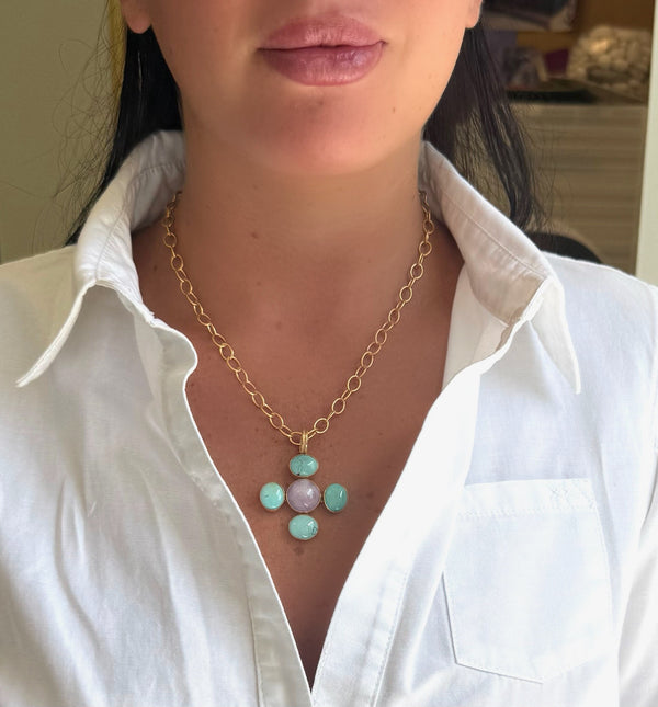 Kunzite and Turquoise Necklace