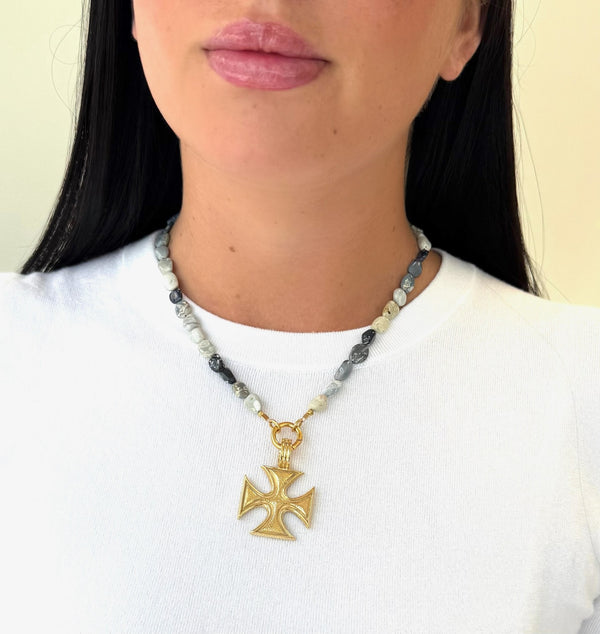 Opal Cross Necklace
